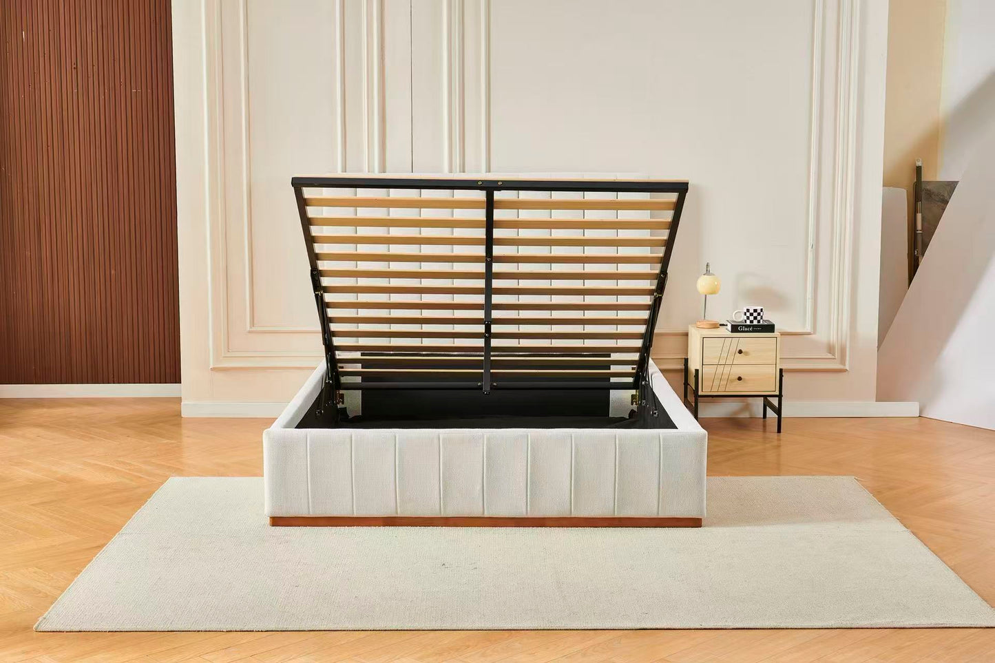Channel Tufted Linen Bed Frame