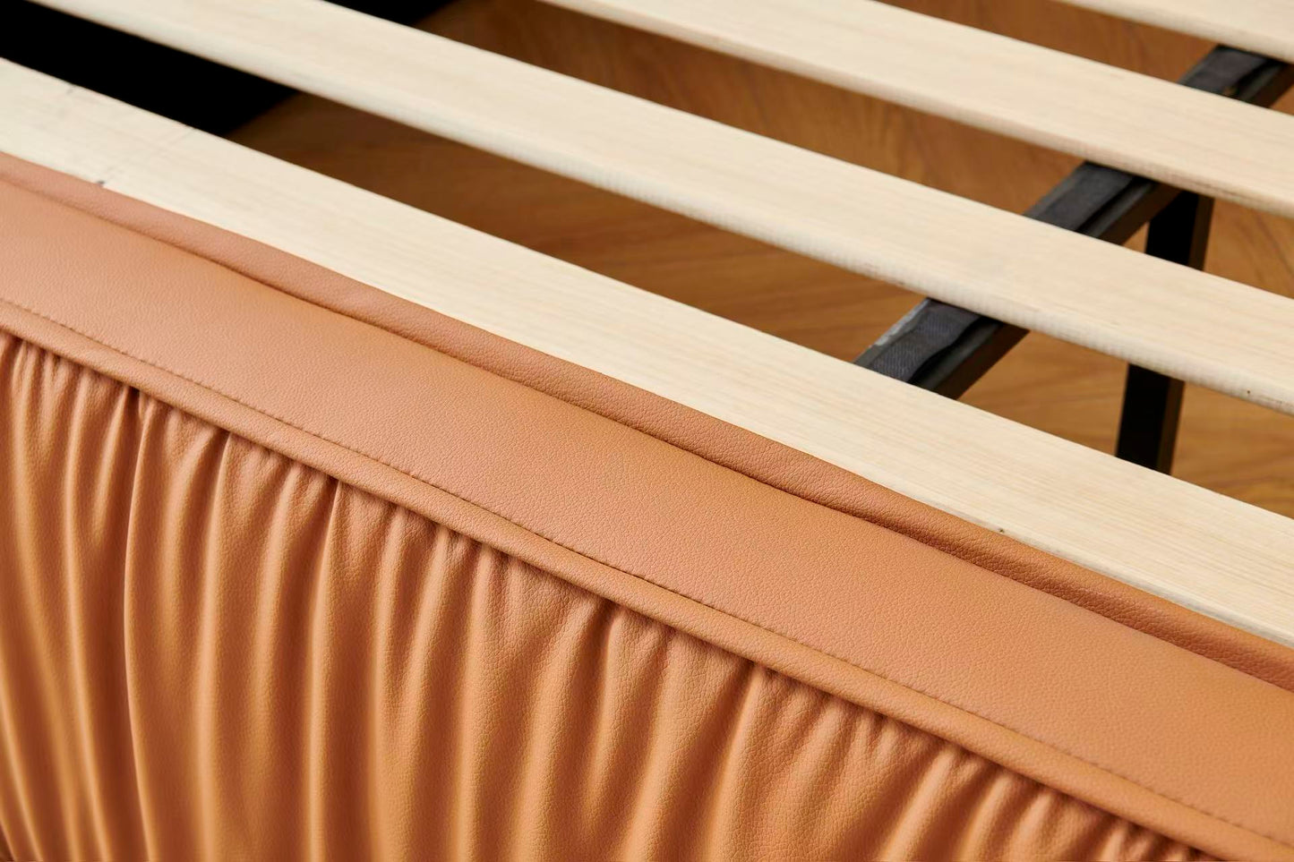 Orange Tiffany Upholstered Pleat Bed Frame