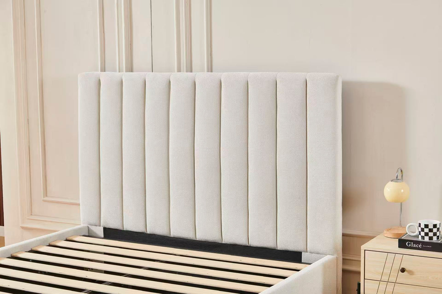 Channel Tufted Linen Bed Frame