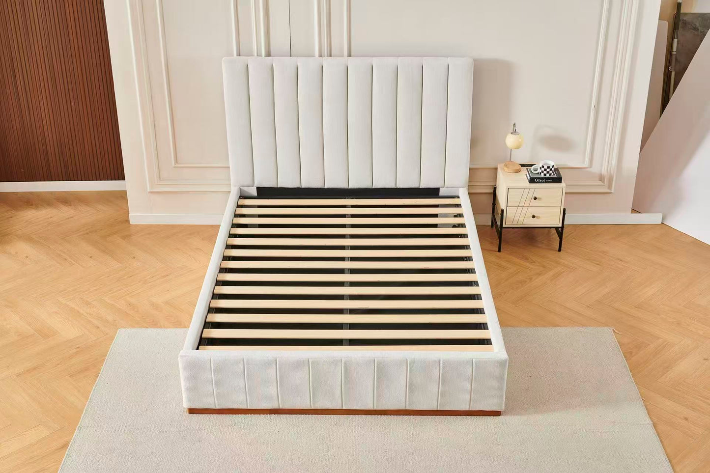 Channel Tufted Linen Bed Frame