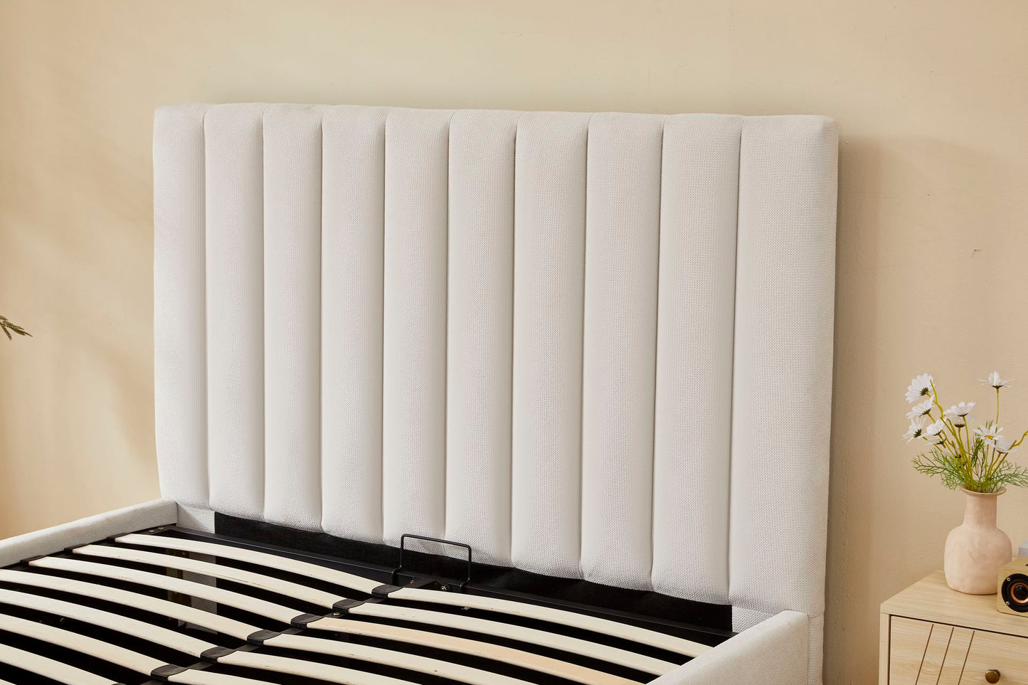 Channel Tufted Linen Bed Frame