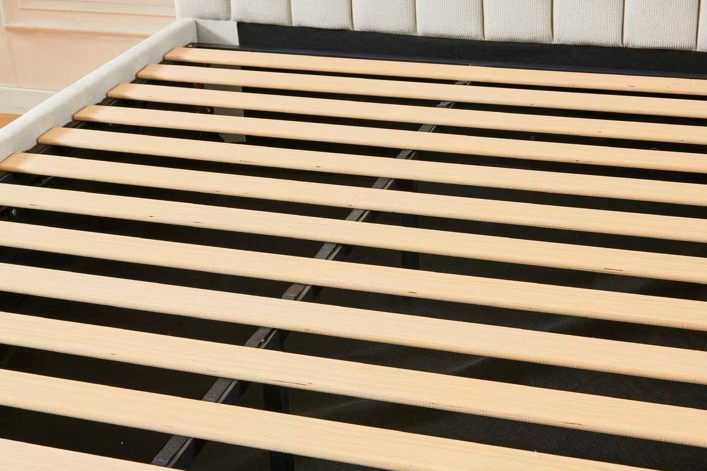 Channel Tufted Linen Bed Frame