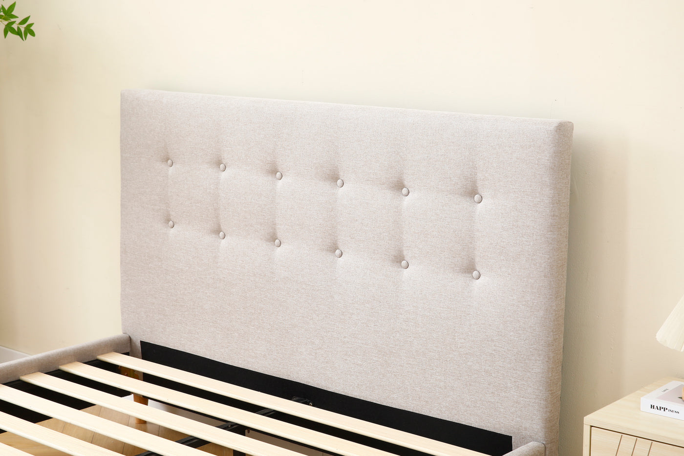 Beige Tiffany Upholstered Bed Frame