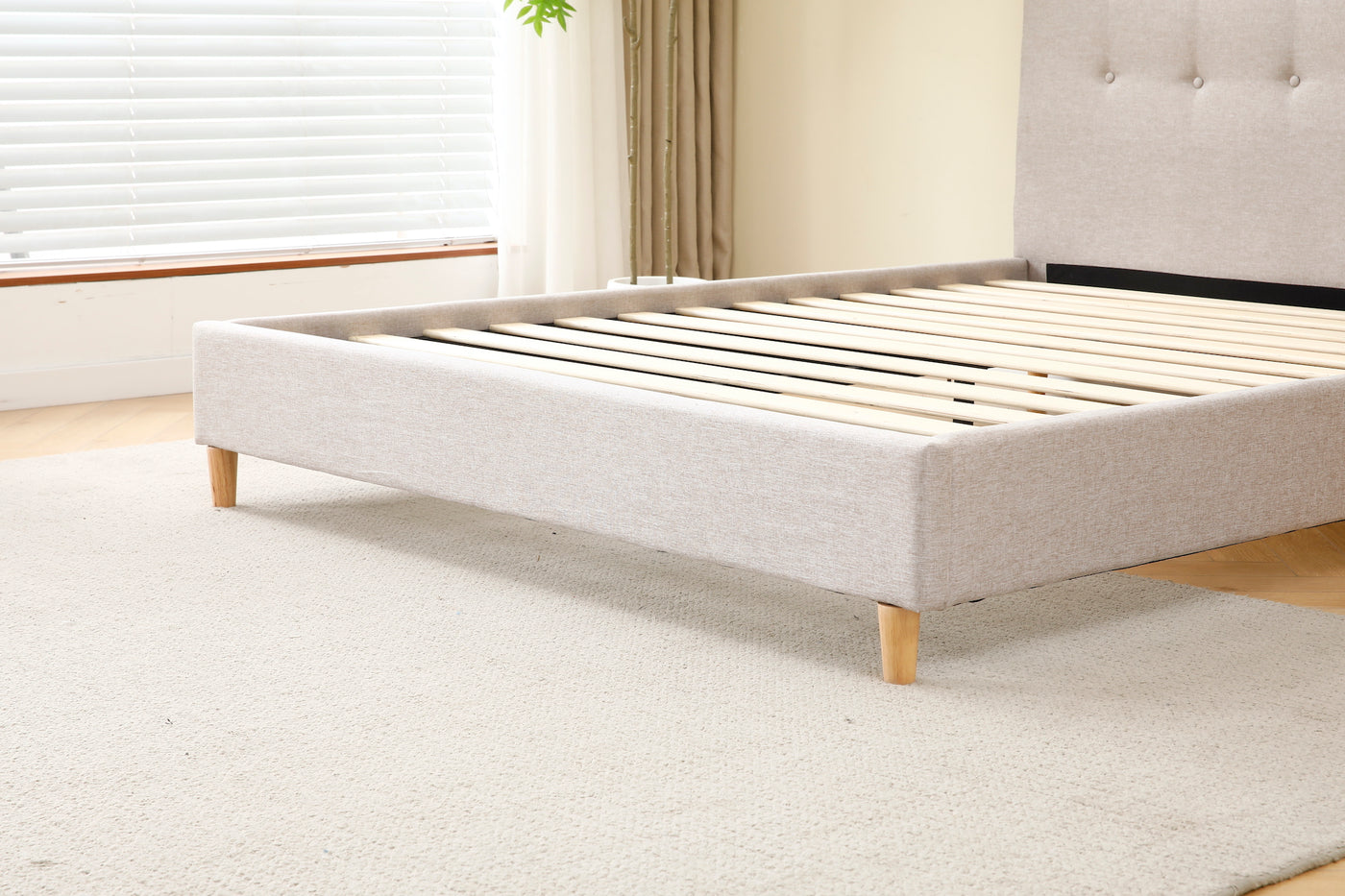 Beige Tiffany Upholstered Bed Frame