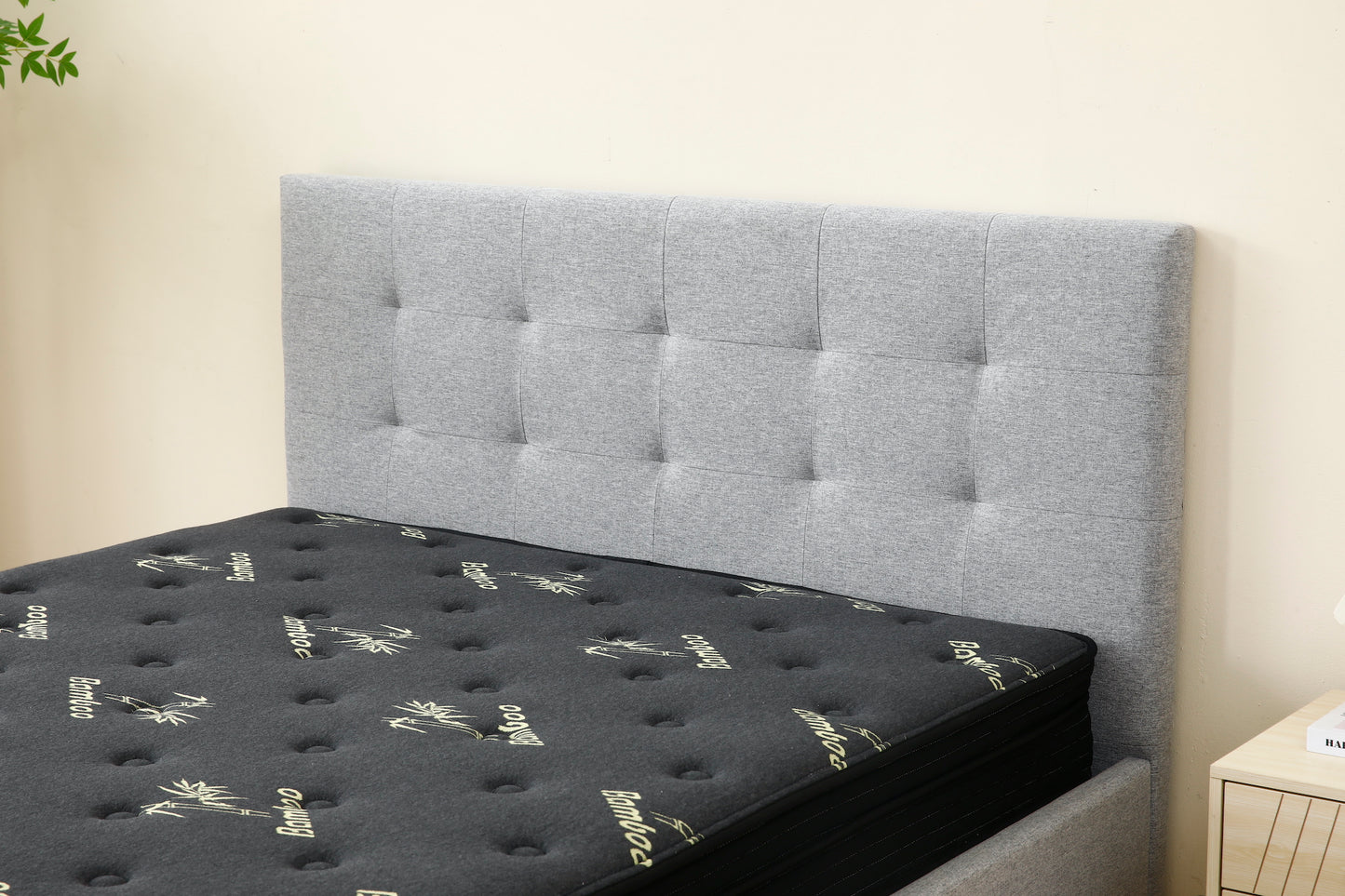 Tiffany Bed (With Drawers) + Charcoal 20cm Bamboo Mattress (Queen Size)