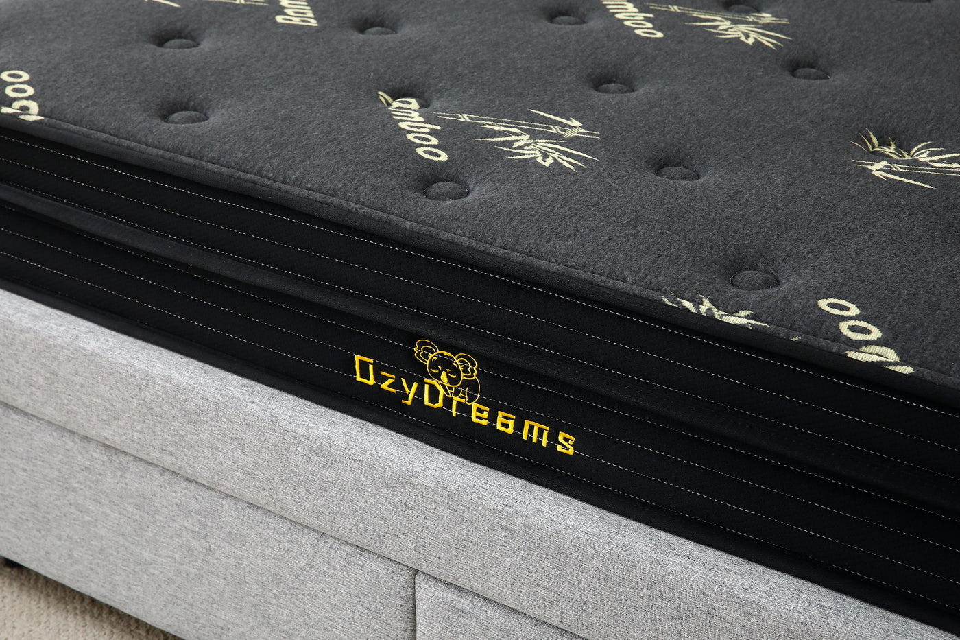 Tiffany Bed (With Drawers) + Charcoal 20cm Bamboo Mattress
