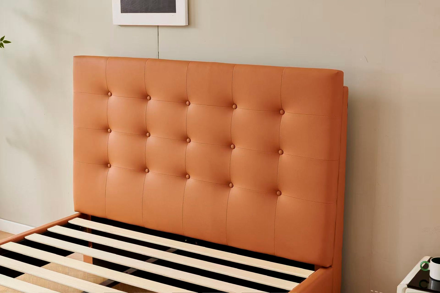 Orange Tiffany Upholstered Bed Frame