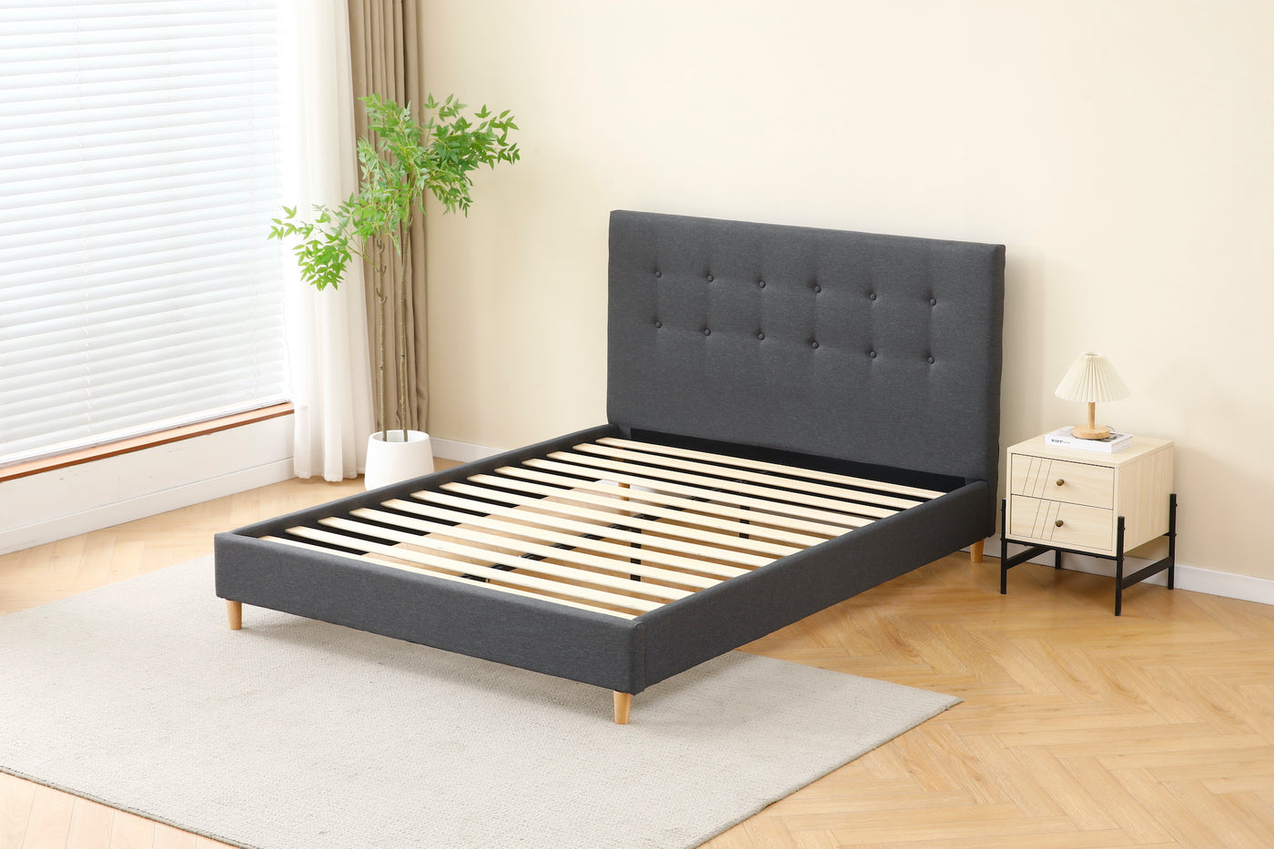 Dark Grey Tiffany Upholstered Bed Frame