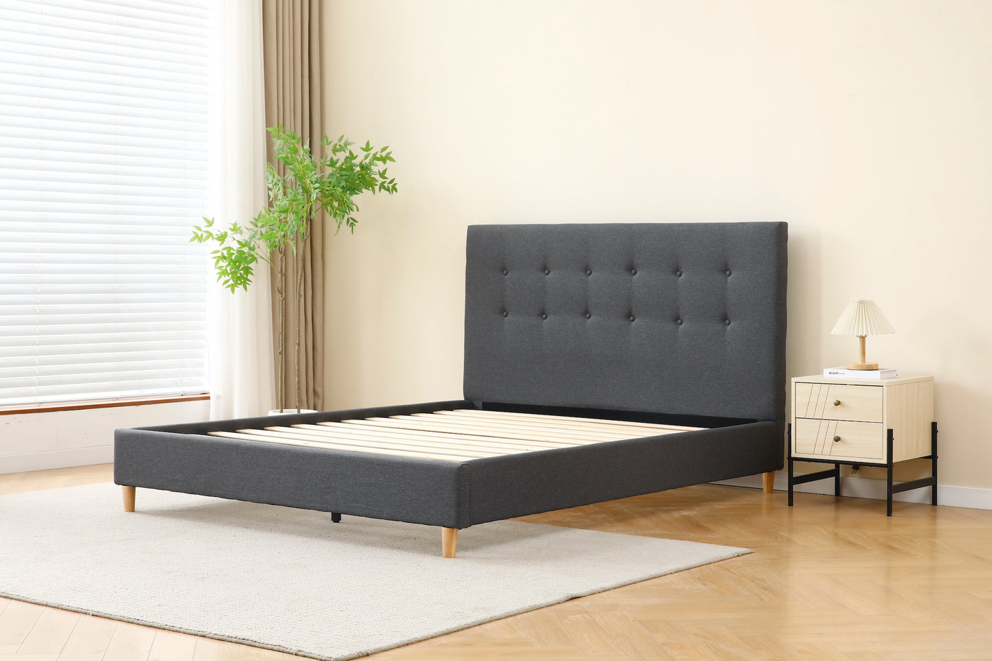 Dark Grey Tiffany Upholstered Bed Frame