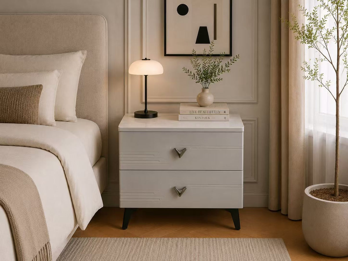 Luna Stone Top Bedside Table
