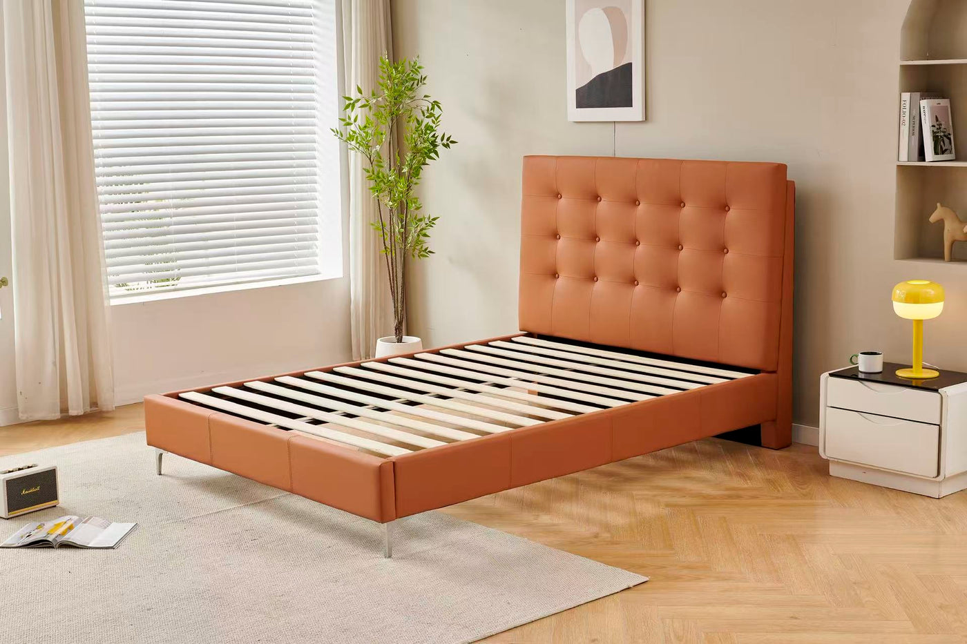 Leather Tiffany Button Bed Frame