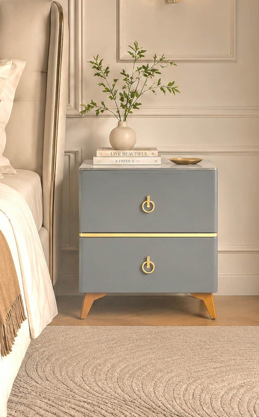 Royale Luxe Stone Top Bedside Table