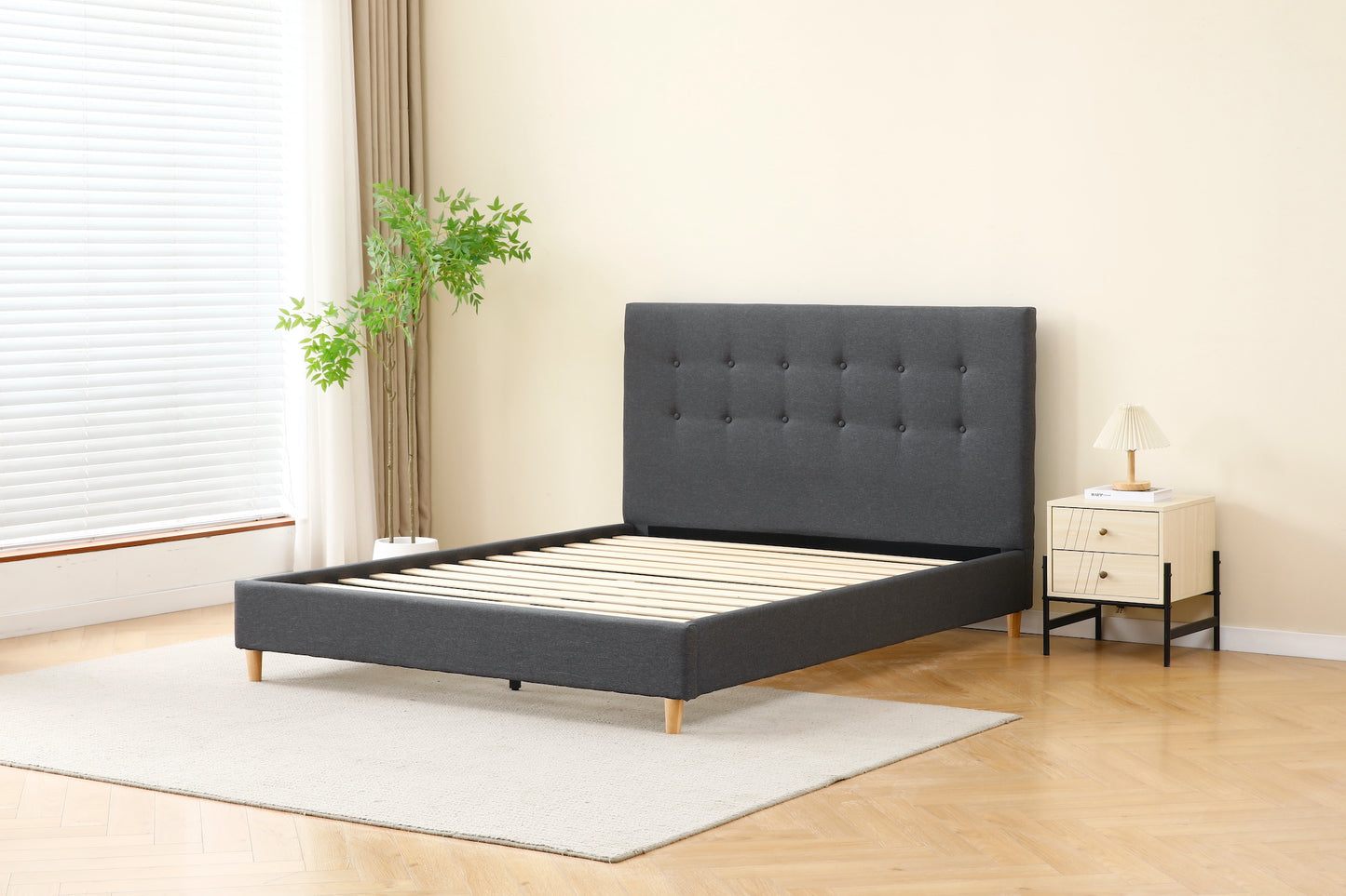 Dark Grey Tiffany Upholstered Bed Frame