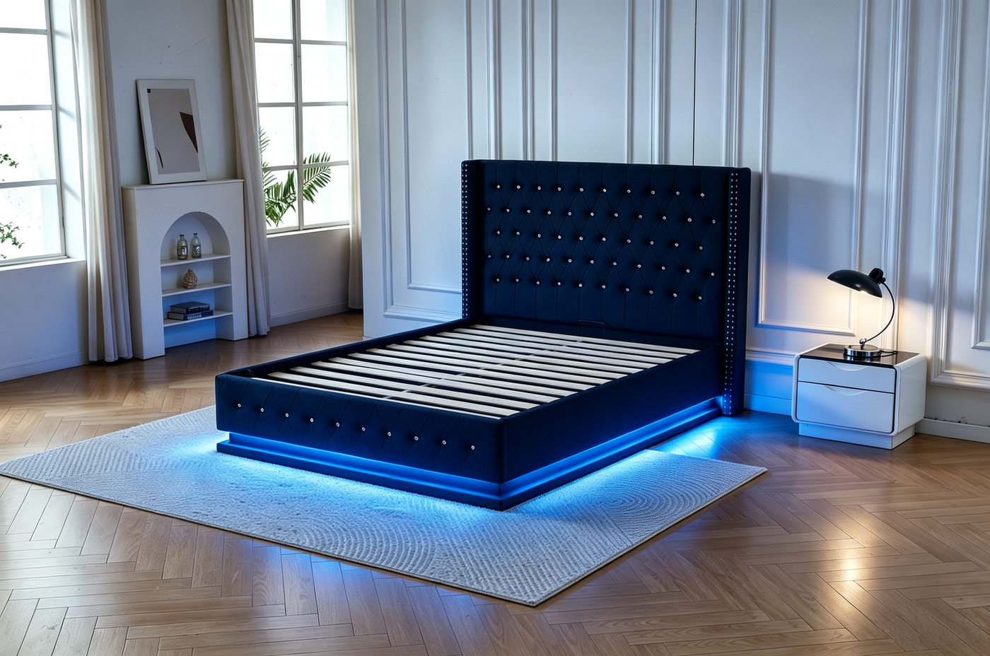 Black Diamond Gas Lift Bed Frame + 30cm Pillow Top Bamboo Mattress