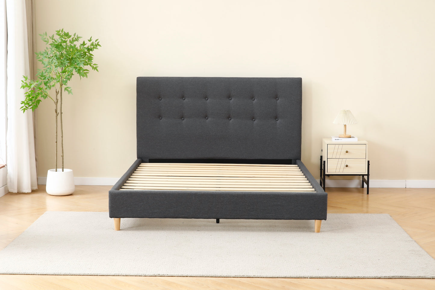 Dark Grey Tiffany Upholstered Bed Frame