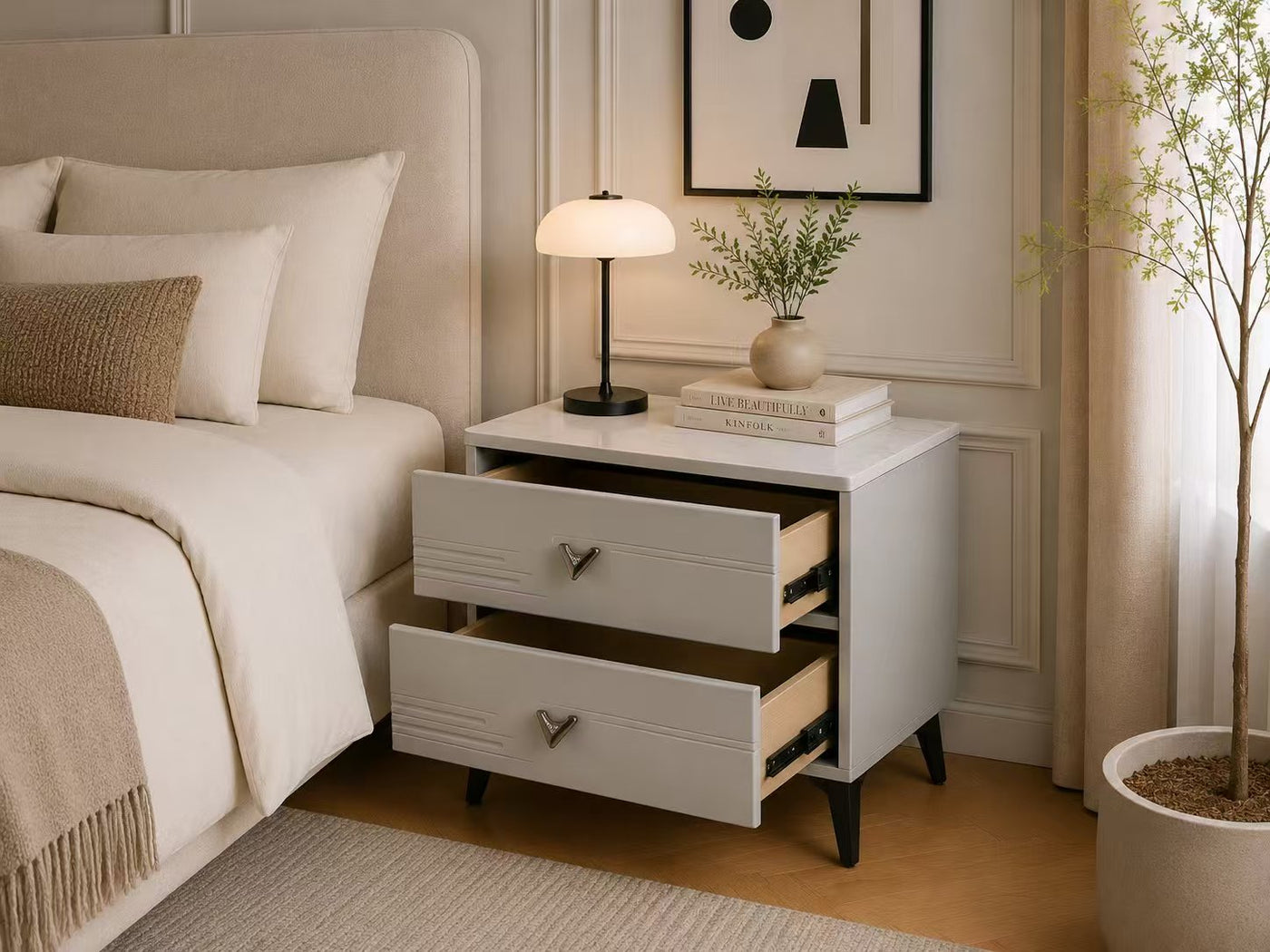 Luna Stone Top Bedside Table