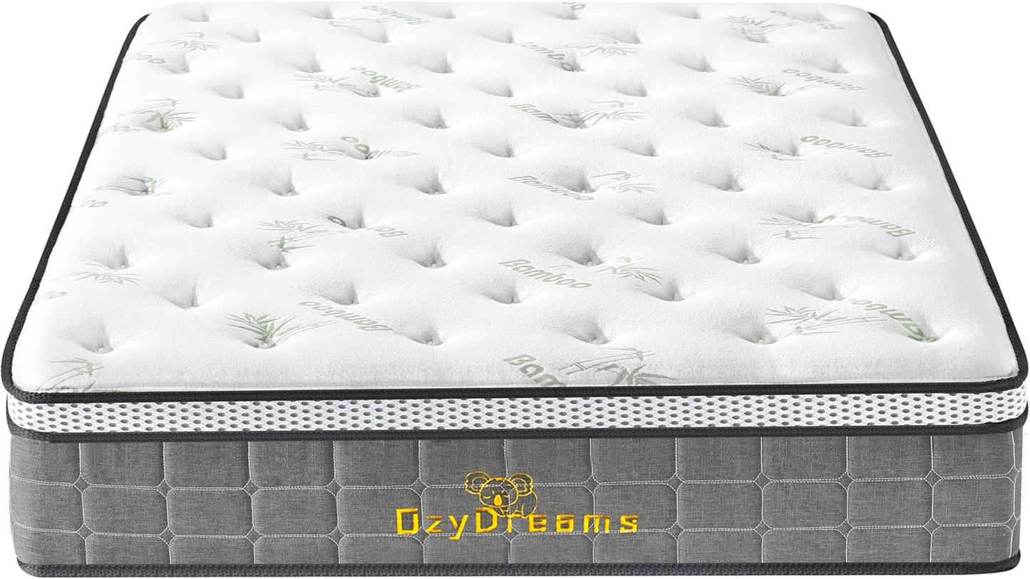 Tufted Bed Frame (4 Drawers) + 30cm Pillow Top Bamboo Mattress