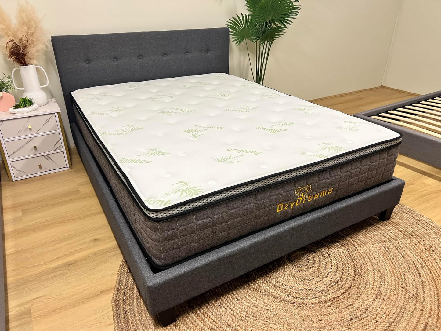 Bamboo Pillow Top Mattress Light Grey 30cm Thickness