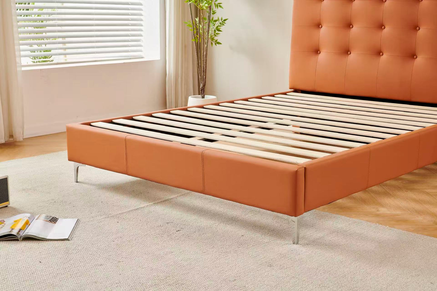Orange Tiffany Upholstered Bed Frame