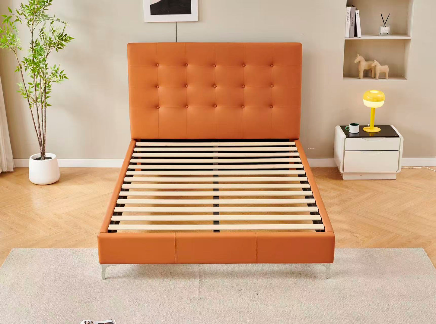 Orange Tiffany Upholstered Bed Frame