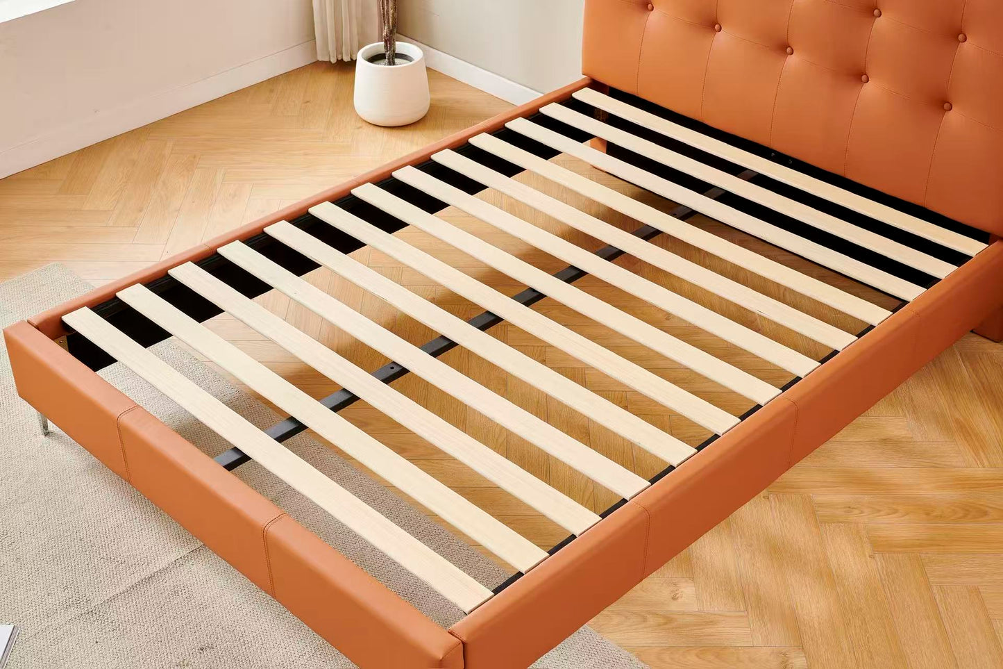 Orange Tiffany Upholstered Bed Frame