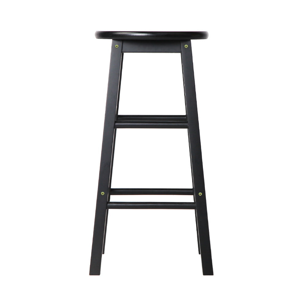2x Bar Stools Round Chairs Wooden Black – product image 3