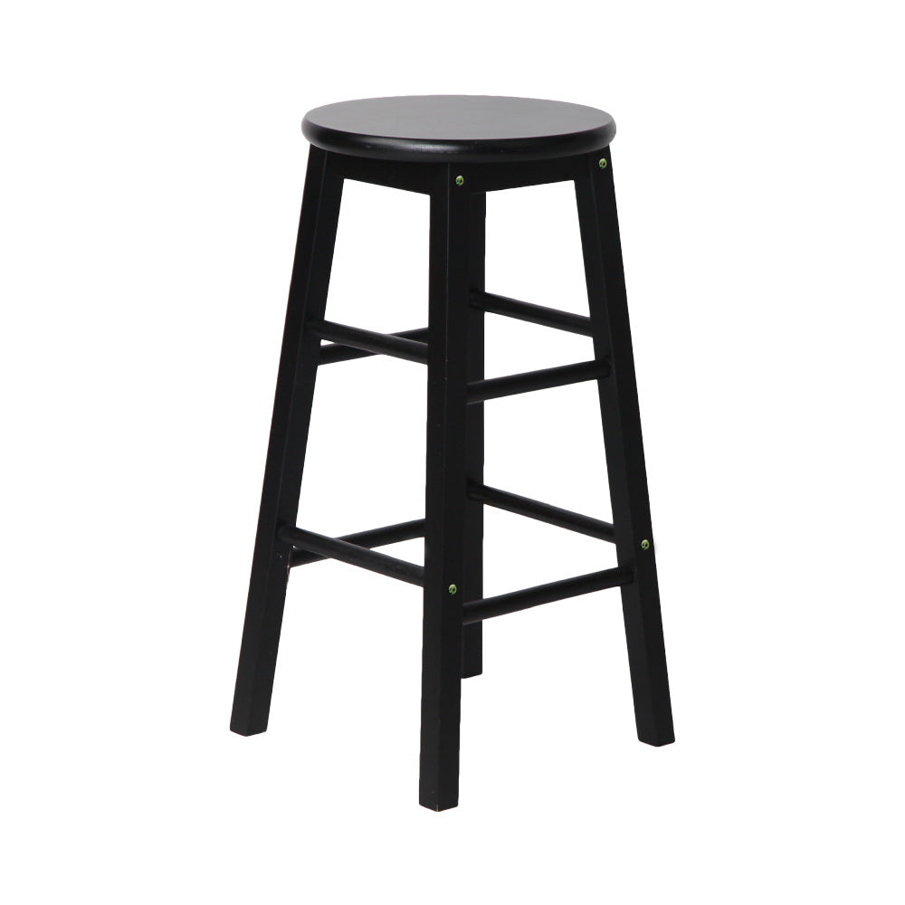 2x Bar Stools Round Chairs Wooden Black – product image 4