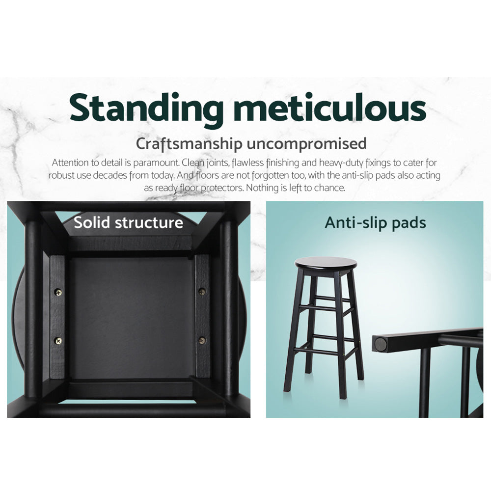 2x Bar Stools Round Chairs Wooden Black – product image 5
