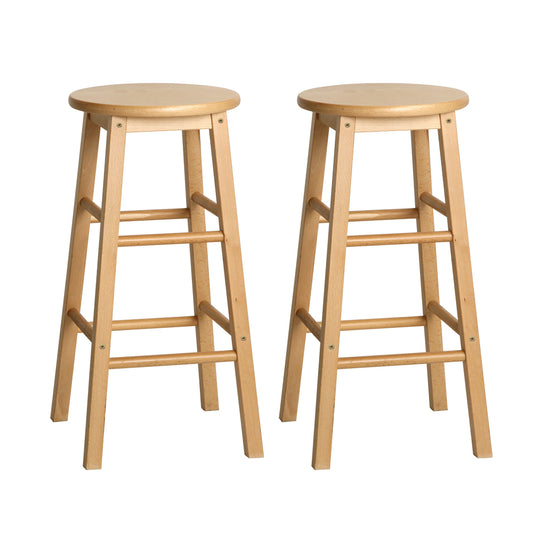 2x Bar Stools Round Chairs Wooden Nature – product image 1