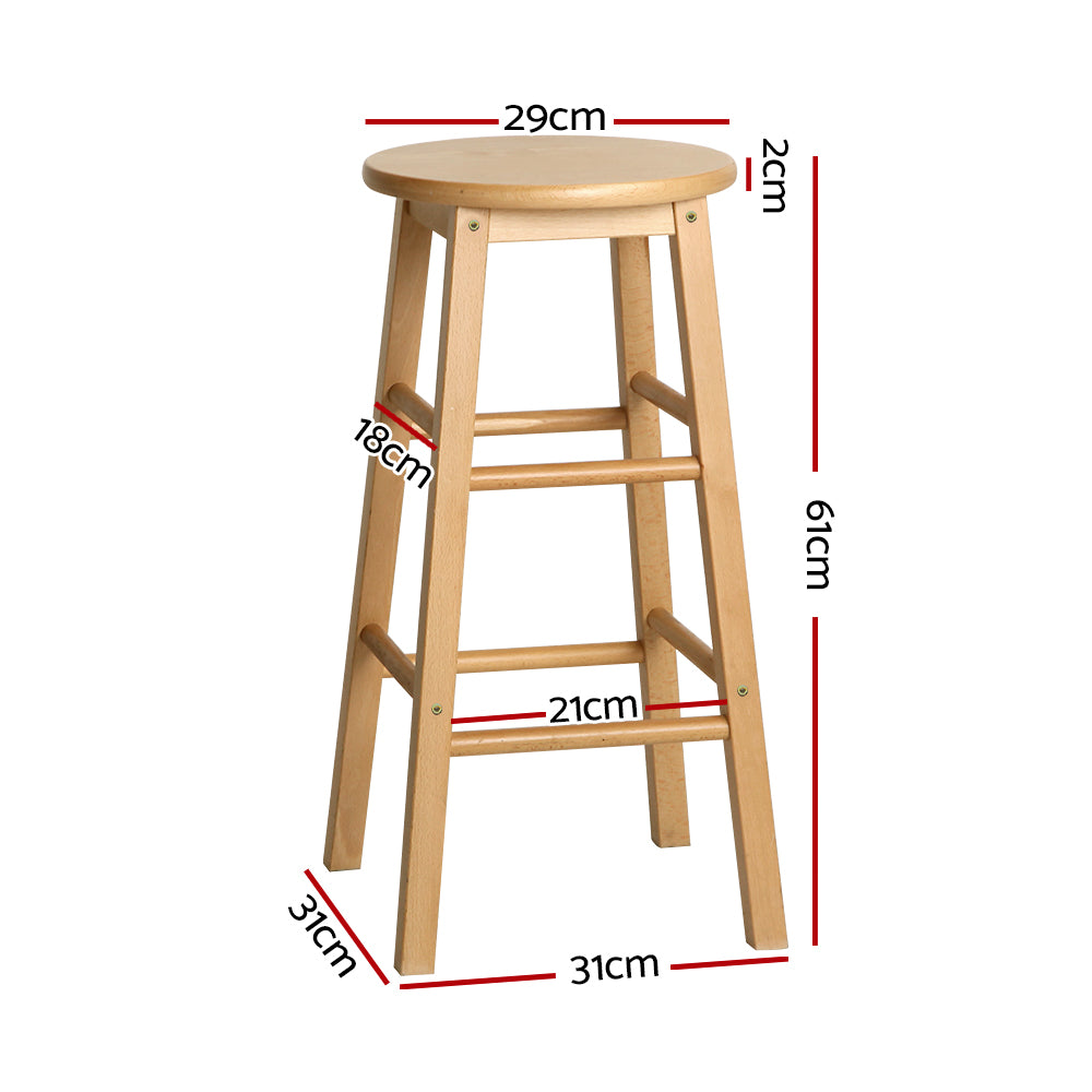 2x Bar Stools Round Chairs Wooden Nature – product image 2