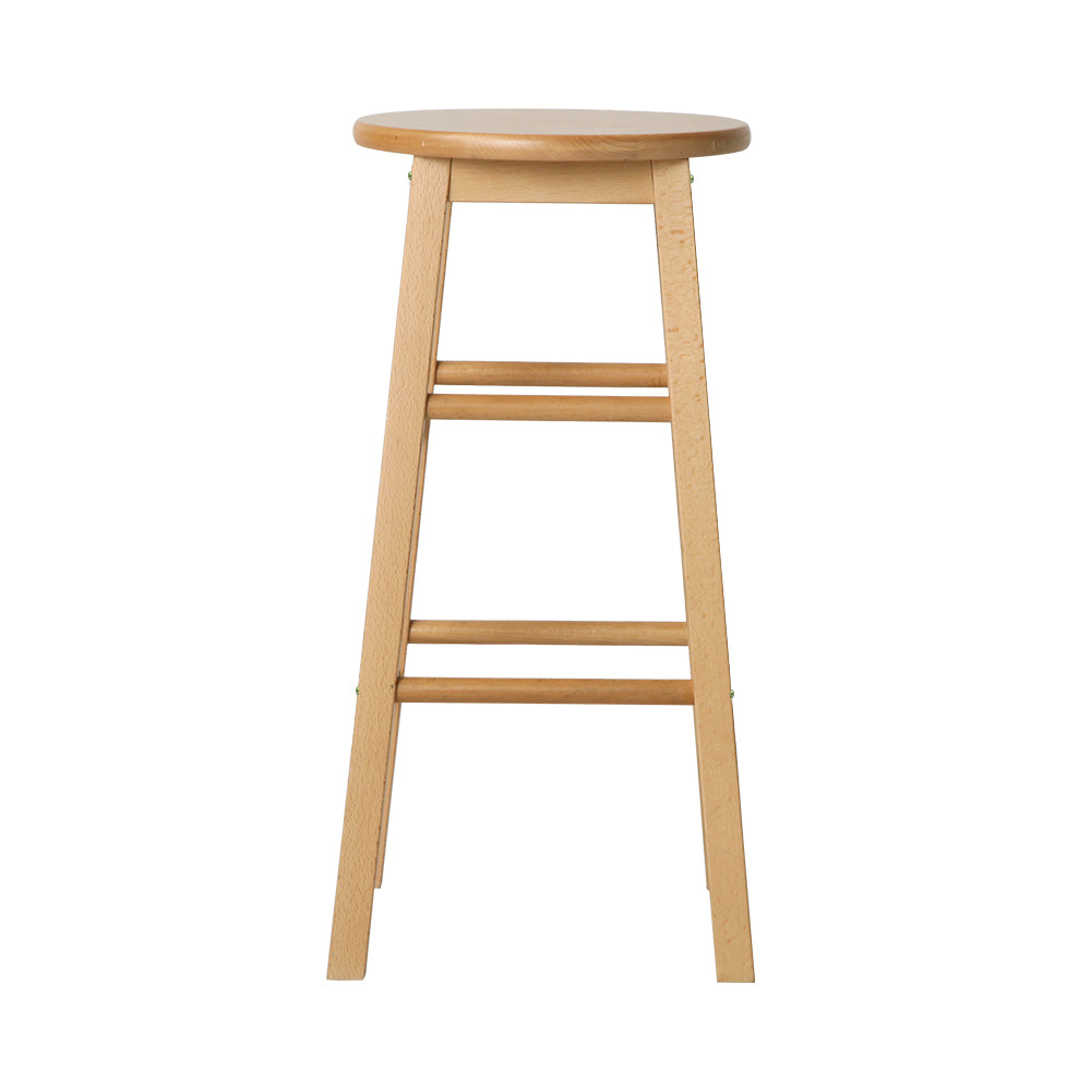2x Bar Stools Round Chairs Wooden Nature – product image 3