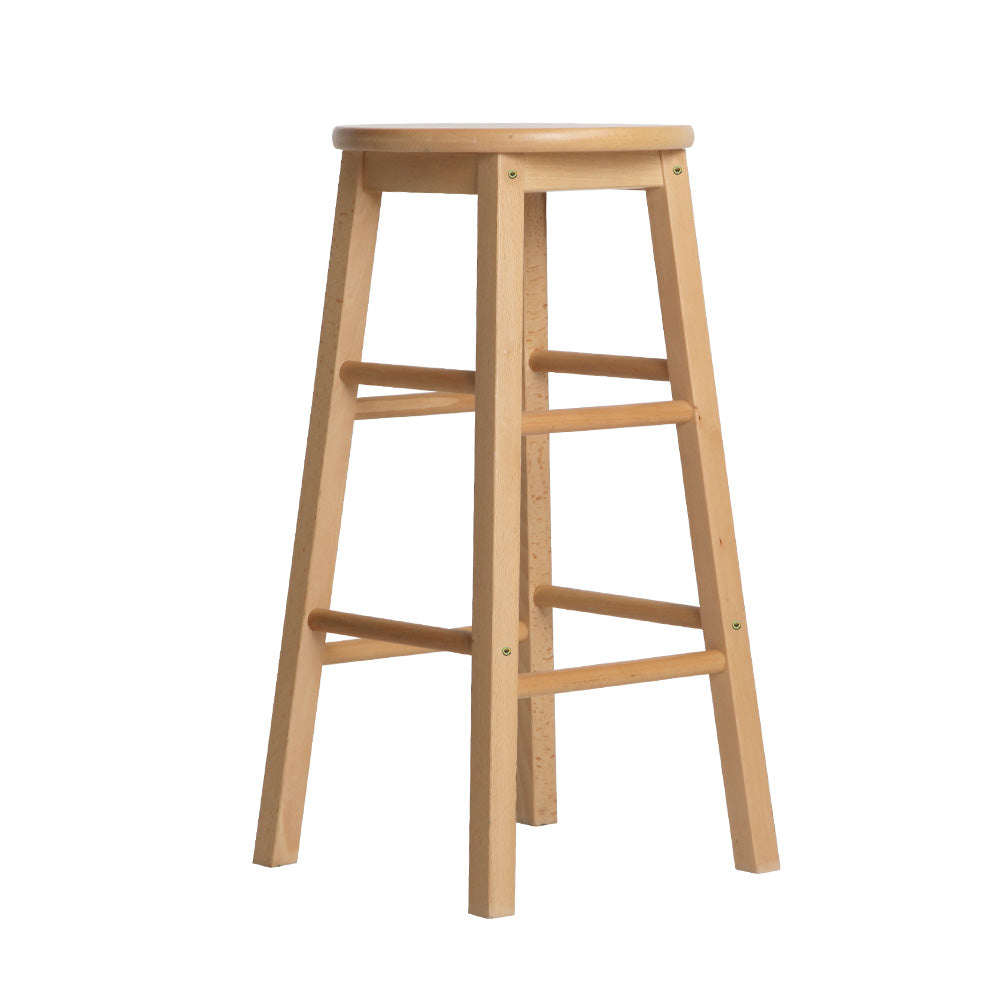 2x Bar Stools Round Chairs Wooden Nature – product image 4