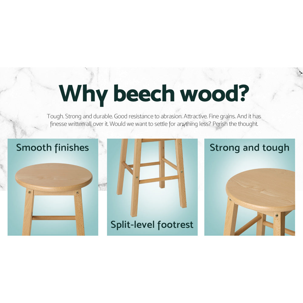 2x Bar Stools Round Chairs Wooden Nature – product image 5
