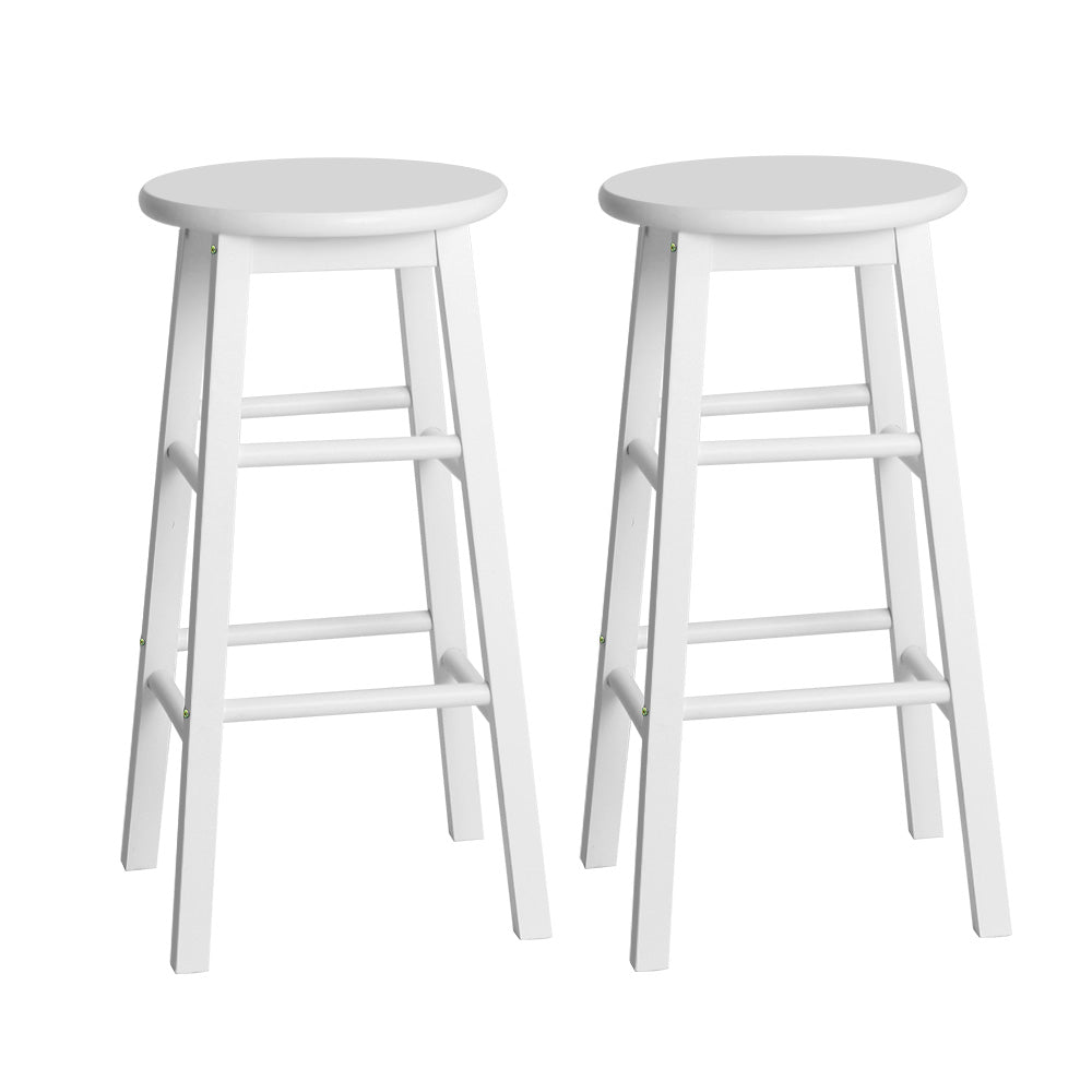 2x Bar Stools Round Chairs Wooden White – product image 1