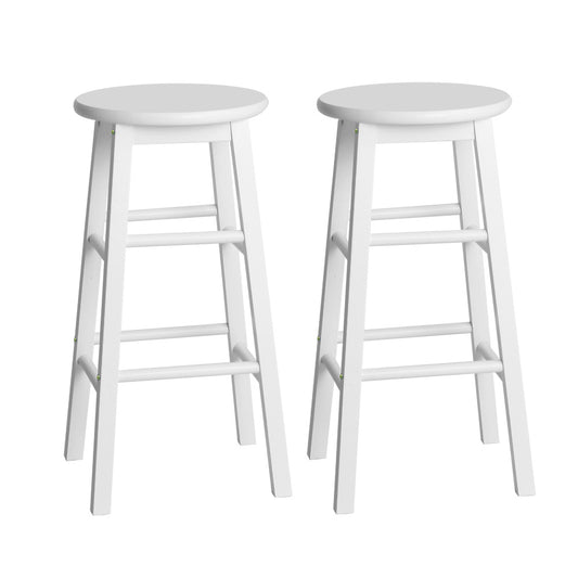 2x Bar Stools Round Chairs Wooden White – product image 1