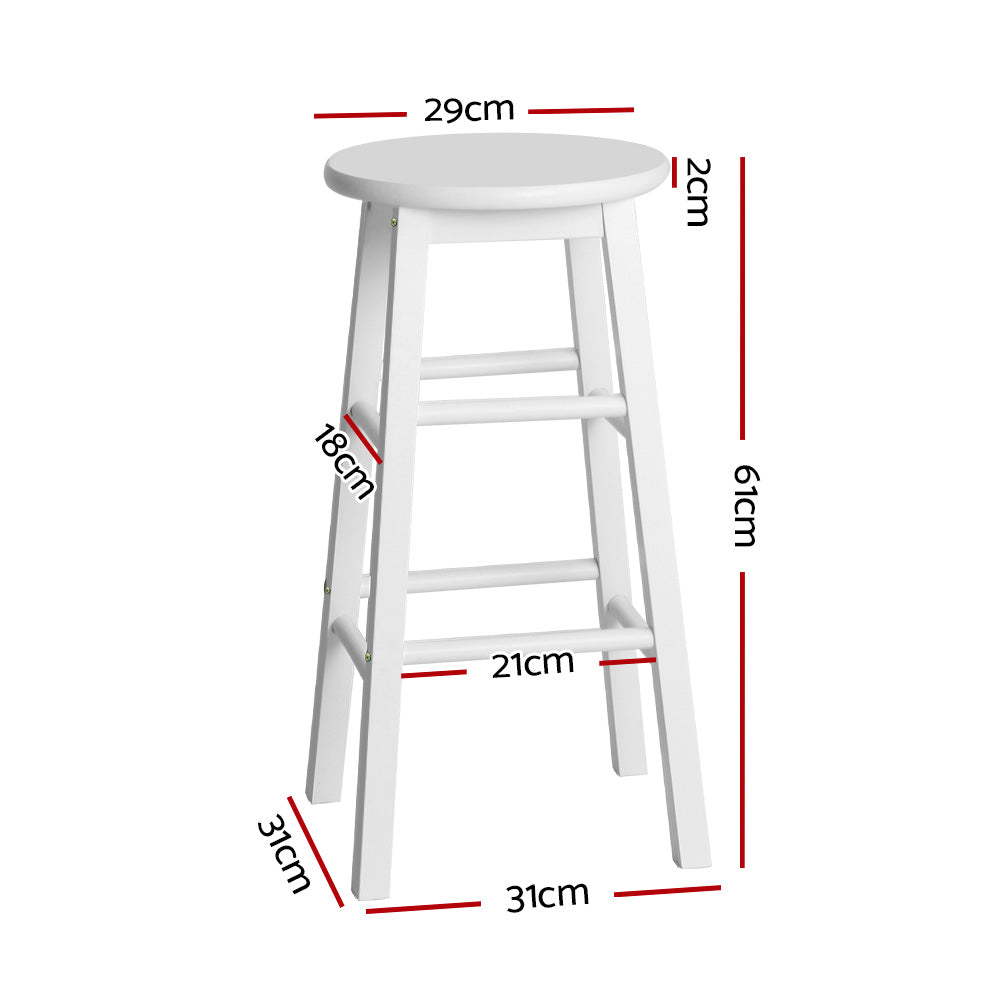 2x Bar Stools Round Chairs Wooden White – product image 2