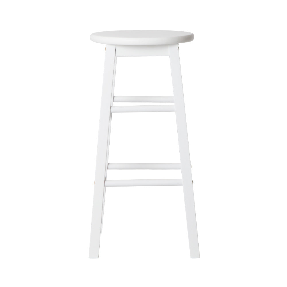 2x Bar Stools Round Chairs Wooden White – product image 3