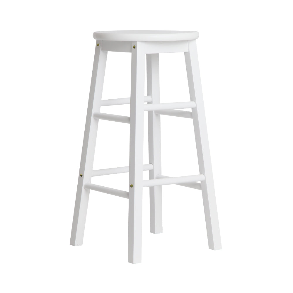 2x Bar Stools Round Chairs Wooden White – product image 4