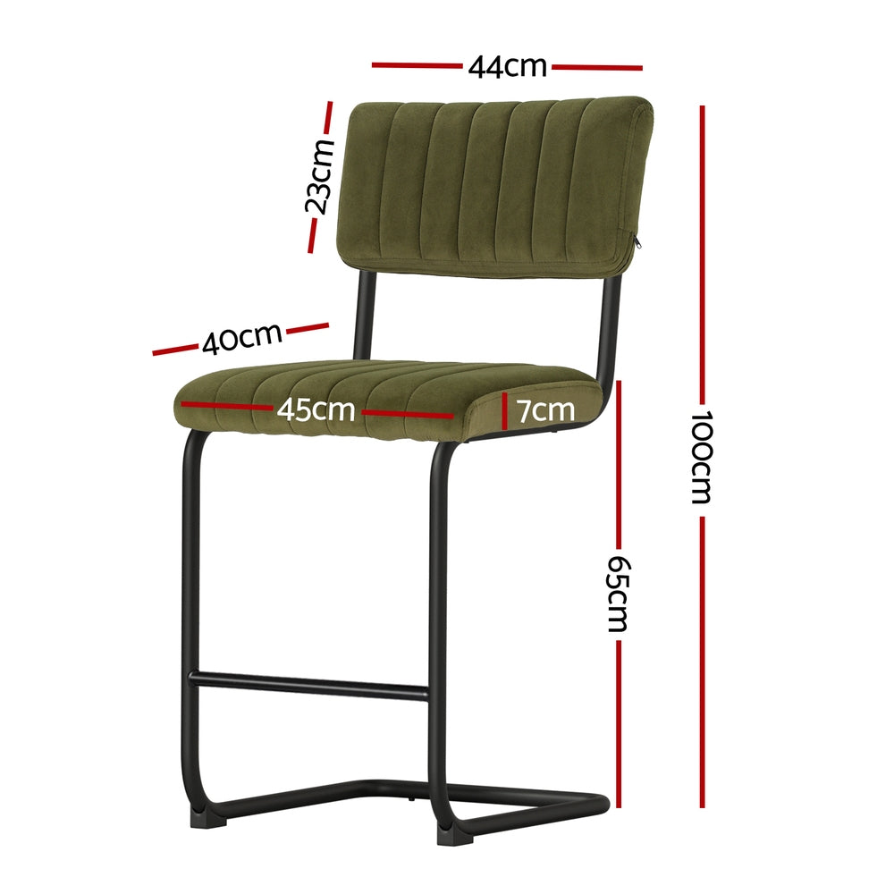 2x Bar Stools Velvet Chairs Green – product image 2