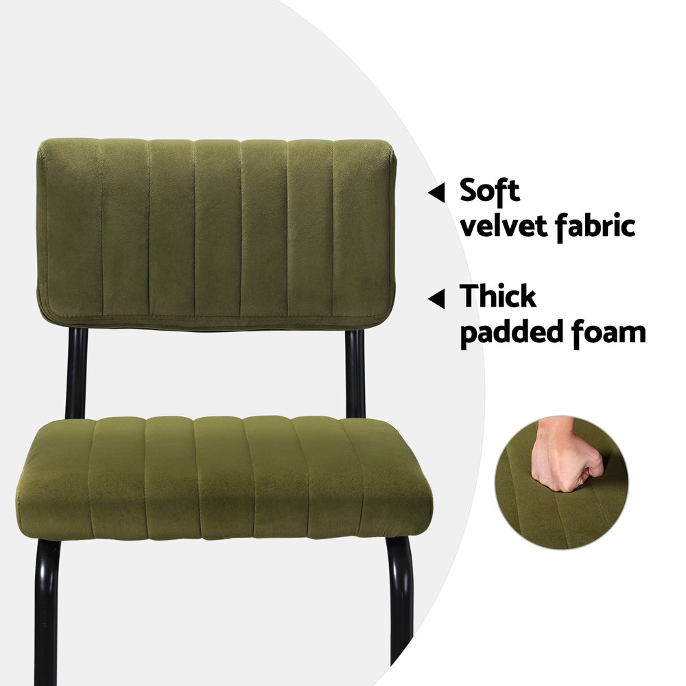 2x Bar Stools Velvet Chairs Green – product image 4