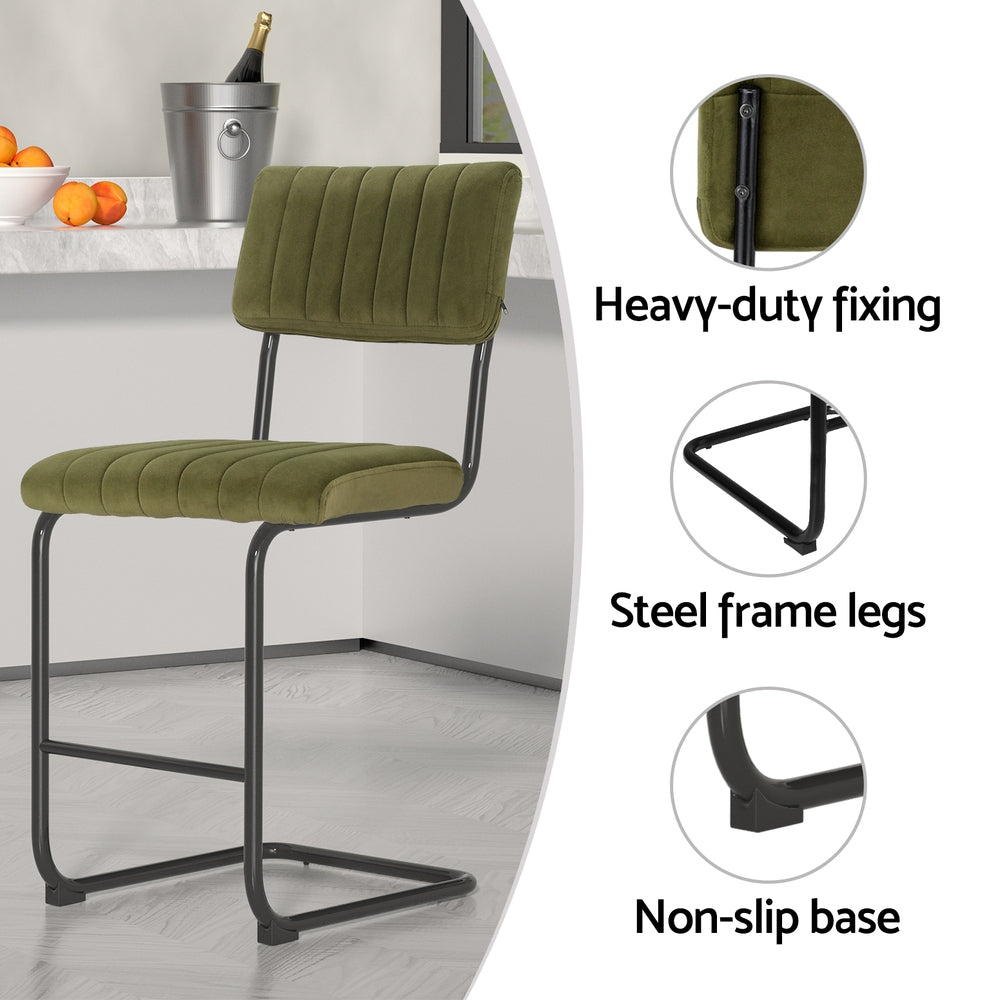2x Bar Stools Velvet Chairs Green – product image 5