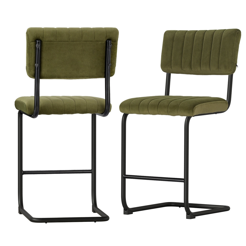 2x Bar Stools Velvet Chairs Green – product image 7