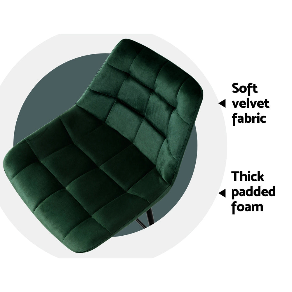 2x Bar Stools Velvet Chairs Green – product image 6