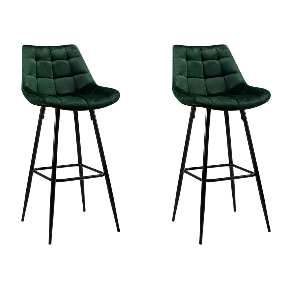 2x Bar Stools Velvet Chairs Green – product image 7