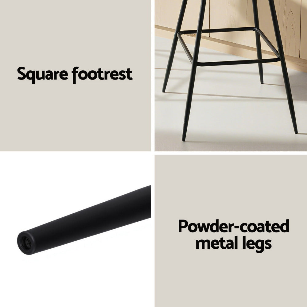 2x Bar Stools Kitchen Dining Chair Counter Stool Woven Velvet Metal Ivory – product image 6