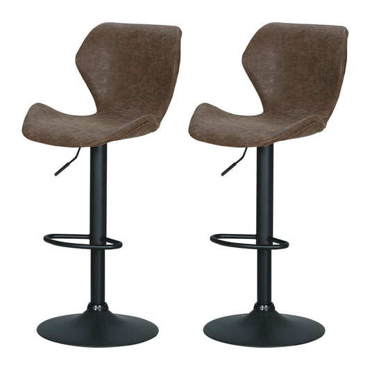 Bar Stools Kitchen Counter Stools Swivel Gas Lift Vintage Chairs Brown x2 – product image 1