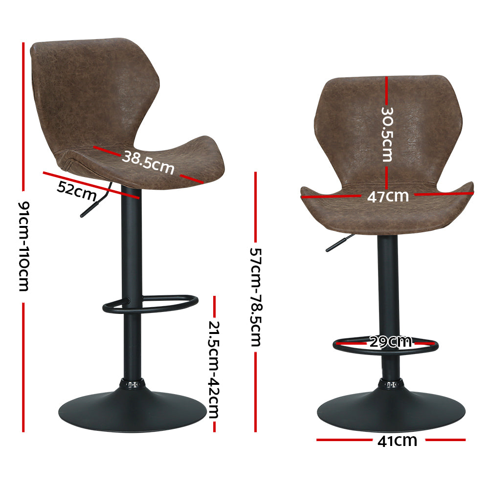 Bar Stools Kitchen Counter Stools Swivel Gas Lift Vintage Chairs Brown x2 – product image 2