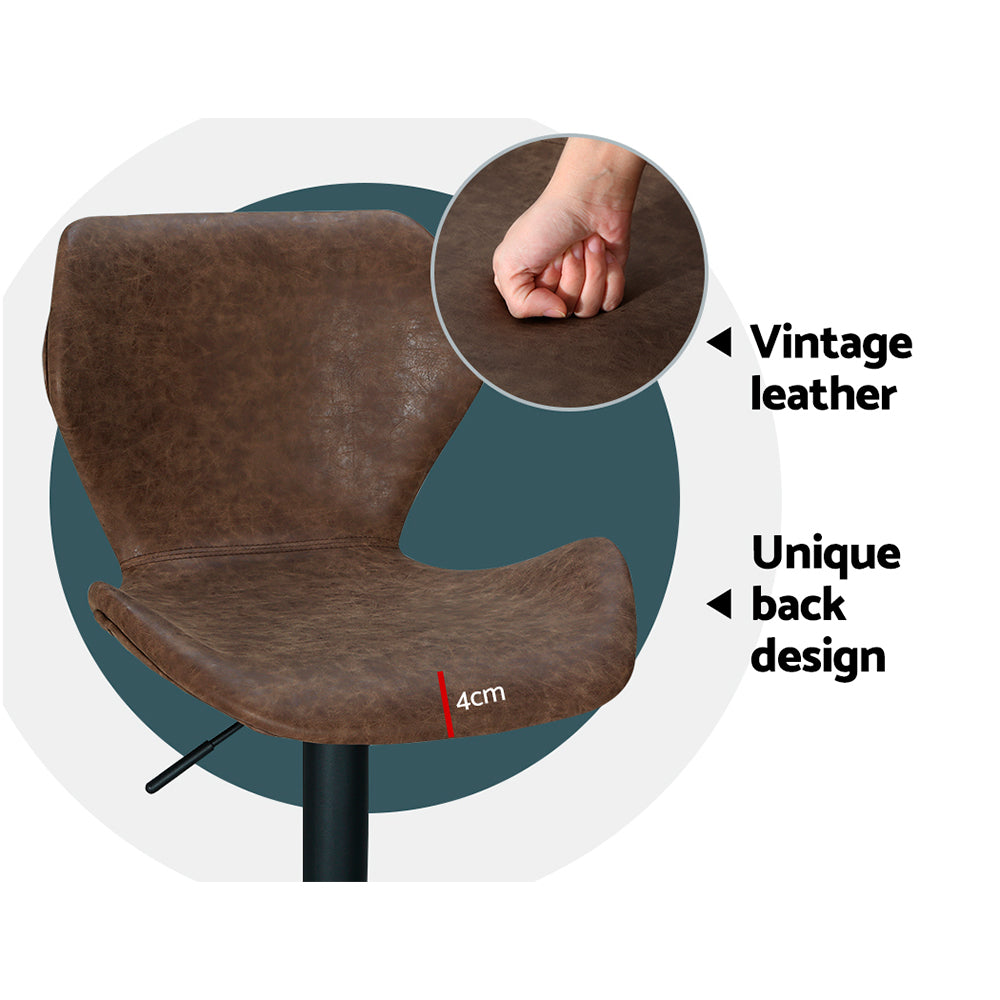 Bar Stools Kitchen Counter Stools Swivel Gas Lift Vintage Chairs Brown x2 – product image 6
