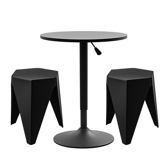Bar Stools and Table Set 3PCS Dining Desk Kitchen Chairs Cafe Pub Black – product image 1