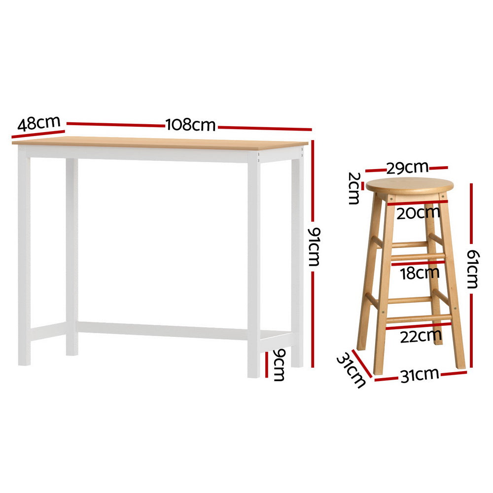 Bar Table and Stools Set Dining Desk Kitchen Chairs Cafe Pub – product image 2